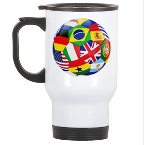 Cool Soccer Ball With World Flags Stainless Steel Travel Mug