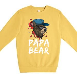 Cool Sunglasses Bear Daddy Animal Family Dad Papa Bear Gift Premium Crewneck Sweatshirt