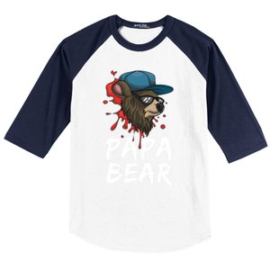 Cool Sunglasses Bear Daddy Animal Family Dad Papa Bear Gift Baseball Sleeve Shirt