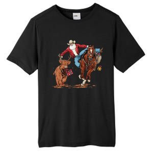 Cowboy Santa Bulldogging Christmas Xmas Tall Fusion ChromaSoft Performance T-Shirt