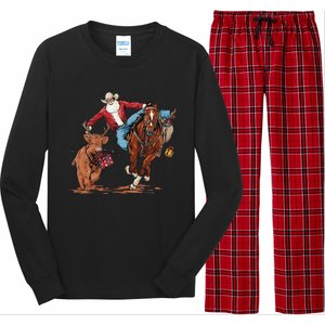 Cowboy Santa Bulldogging Christmas Xmas Long Sleeve Pajama Set