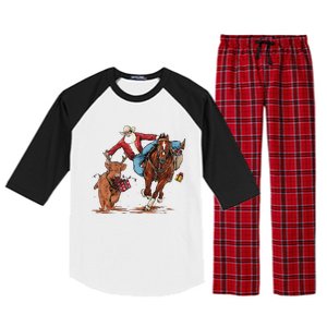 Cowboy Santa Bulldogging Christmas Xmas Raglan Sleeve Pajama Set