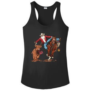 Cowboy Santa Bulldogging Christmas Xmas Ladies PosiCharge Competitor Racerback Tank