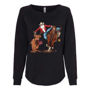 Cowboy Santa Bulldogging Christmas Xmas Womens California Wash Sweatshirt