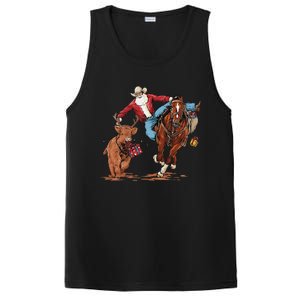 Cowboy Santa Bulldogging Christmas Xmas PosiCharge Competitor Tank