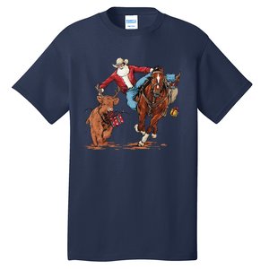 Cowboy Santa Bulldogging Christmas Xmas Tall T-Shirt