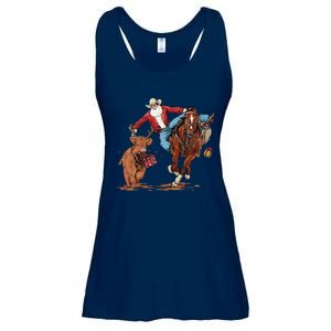 Cowboy Santa Bulldogging Christmas Xmas Ladies Essential Flowy Tank