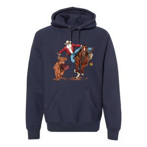 Cowboy Santa Bulldogging Christmas Xmas Premium Hoodie