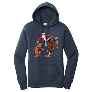 Cowboy Santa Bulldogging Christmas Xmas Women's Pullover Hoodie