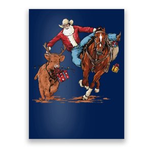 Cowboy Santa Bulldogging Christmas Xmas Poster