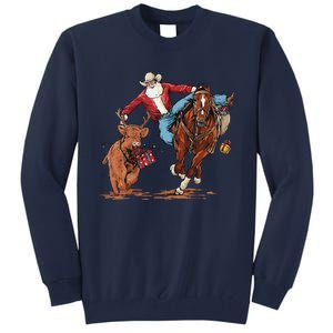 Cowboy Santa Bulldogging Christmas Xmas Tall Sweatshirt