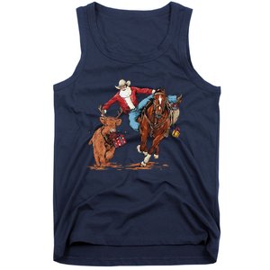 Cowboy Santa Bulldogging Christmas Xmas Tank Top