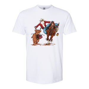 Cowboy Santa Bulldogging Christmas Xmas Softstyle CVC T-Shirt