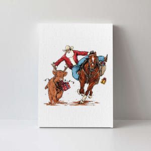 Cowboy Santa Bulldogging Christmas Xmas Canvas