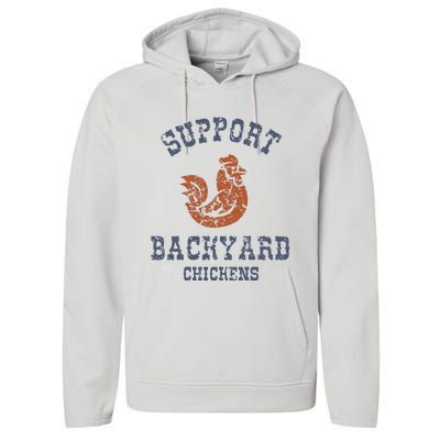 Chicken Support Backyard Casual Chicken Farming Performance Fleece Hoodie