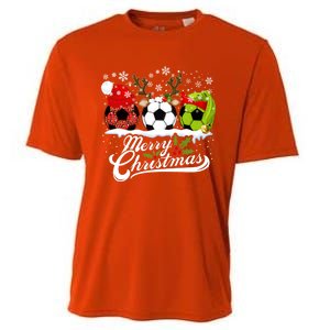 Christmas Soccer Ball Santa Hat Elf Reindeer Funny Xmas Gift Cooling Performance Crew T-Shirt