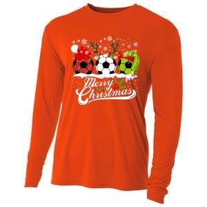 Christmas Soccer Ball Santa Hat Elf Reindeer Funny Xmas Gift Cooling Performance Long Sleeve Crew