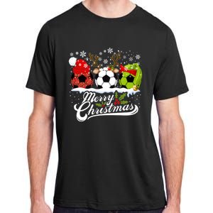 Christmas Soccer Ball Santa Hat Elf Reindeer Funny Xmas Gift Adult ChromaSoft Performance T-Shirt