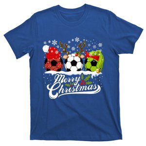 Christmas Soccer Ball Santa Hat Elf Reindeer Funny Xmas Gift T-Shirt