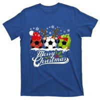 Christmas Soccer Ball Santa Hat Elf Reindeer Funny Xmas Gift T-Shirt