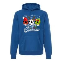 Christmas Soccer Ball Santa Hat Elf Reindeer Funny Xmas Gift Premium Hoodie