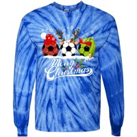 Christmas Soccer Ball Santa Hat Elf Reindeer Funny Xmas Gift Tie-Dye Long Sleeve Shirt