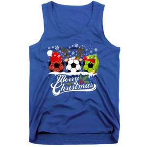 Christmas Soccer Ball Santa Hat Elf Reindeer Funny Xmas Gift Tank Top