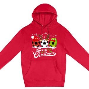 Christmas Soccer Ball Santa Hat Elf Reindeer Funny Xmas Gift Premium Pullover Hoodie