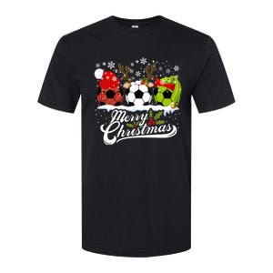 Christmas Soccer Ball Santa Hat Elf Reindeer Funny Xmas Gift Softstyle CVC T-Shirt