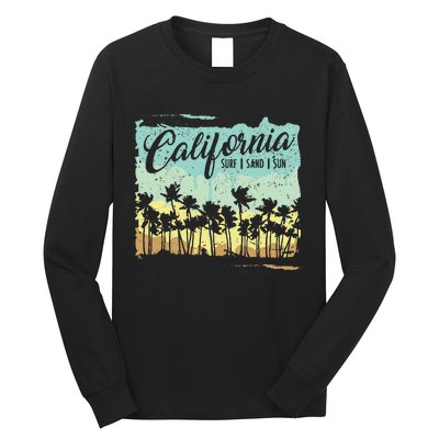 California Surfing Beach Summer Vintage Retro Surf Gift Long Sleeve Shirt