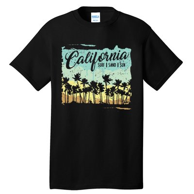 California Surfing Beach Summer Vintage Retro Surf Gift Tall T-Shirt