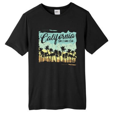 California Surfing Beach Summer Vintage Retro Surf Gift Tall Fusion ChromaSoft Performance T-Shirt