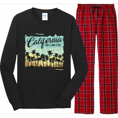 California Surfing Beach Summer Vintage Retro Surf Gift Long Sleeve Pajama Set