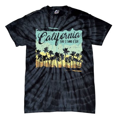 California Surfing Beach Summer Vintage Retro Surf Gift Tie-Dye T-Shirt