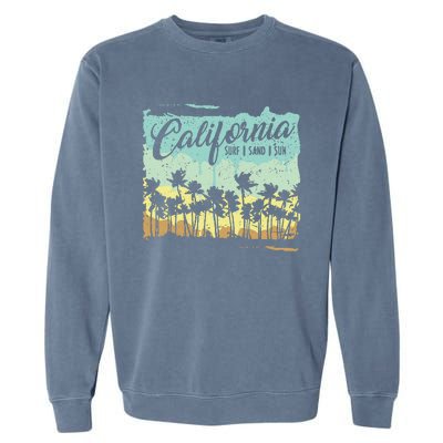 California Surfing Beach Summer Vintage Retro Surf Gift Garment-Dyed Sweatshirt