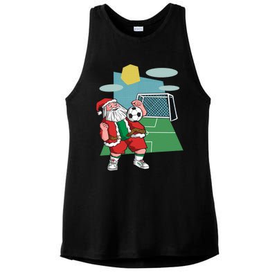 Christmas Soccer Ball Santa Hat Funny Sport Xmas Boys Gift Ladies PosiCharge Tri-Blend Wicking Tank