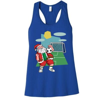 Christmas Soccer Ball Santa Hat Funny Sport Xmas Boys Gift Women's Racerback Tank