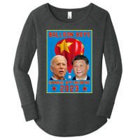 Chinese Surveillance Balloon Joe Biden Vs Xi Jinping Women's Perfect Tri Tunic Long Sleeve Shirt