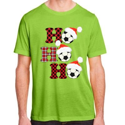 Christmas Soccer Ball Santa Head Red Plaid Xmas Soccer Gift Adult ChromaSoft Performance T-Shirt