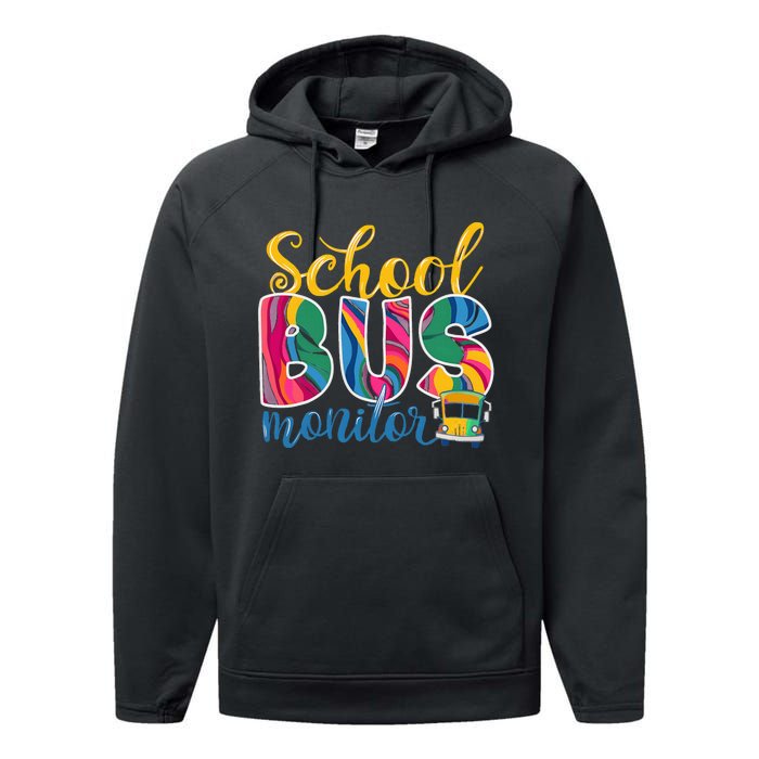 Cute School Bus Monitor Performance Fleece Hoodie