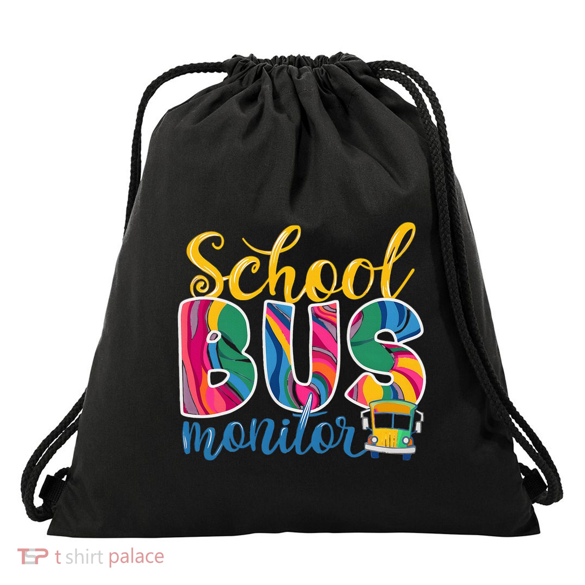 Cute School Bus Monitor Drawstring Bag