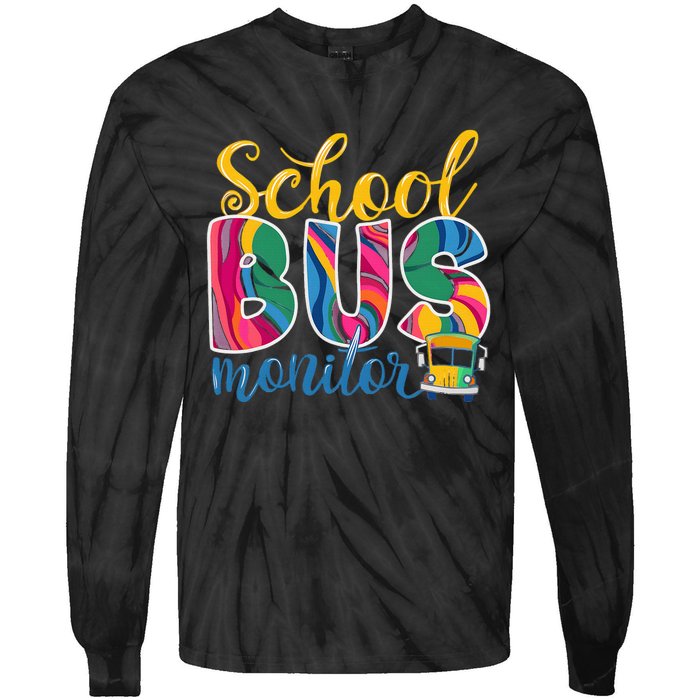 Cute School Bus Monitor Tie-Dye Long Sleeve Shirt