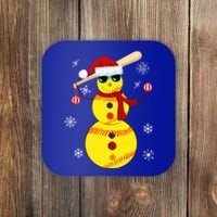 Christmas Softball Bat Snow Santa Snowflake Cool Gift Coaster