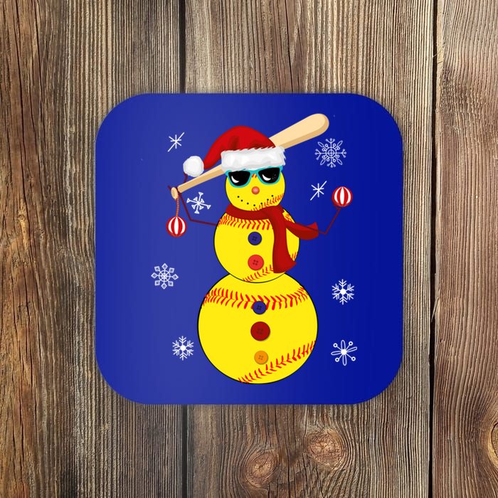 Christmas Softball Bat Snow Santa Snowflake Cool Gift Coaster