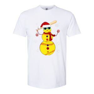 Christmas Softball Bat Snow Santa Snowflake Cool Gift Softstyle CVC T-Shirt