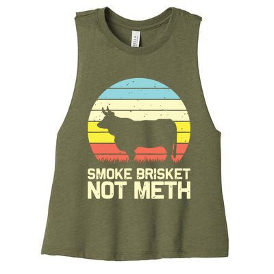 Cool Smoke Brisket Not Meth Funny Grilling Women's Racerback Cropped Tank