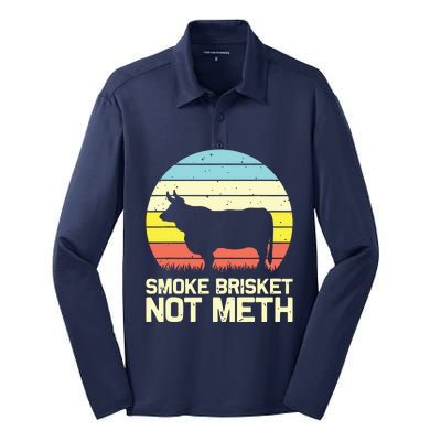 Cool Smoke Brisket Not Meth Funny Grilling Silk Touch Performance Long Sleeve Polo