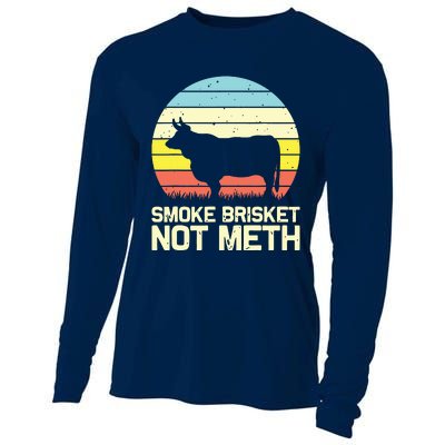 Cool Smoke Brisket Not Meth Funny Grilling Cooling Performance Long Sleeve Crew