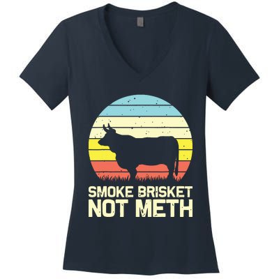 Cool Smoke Brisket Not Meth Funny Grilling Women's V-Neck T-Shirt