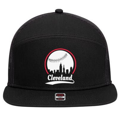 Cleveland Skyline Baseball 7 Panel Mesh Trucker Snapback Hat